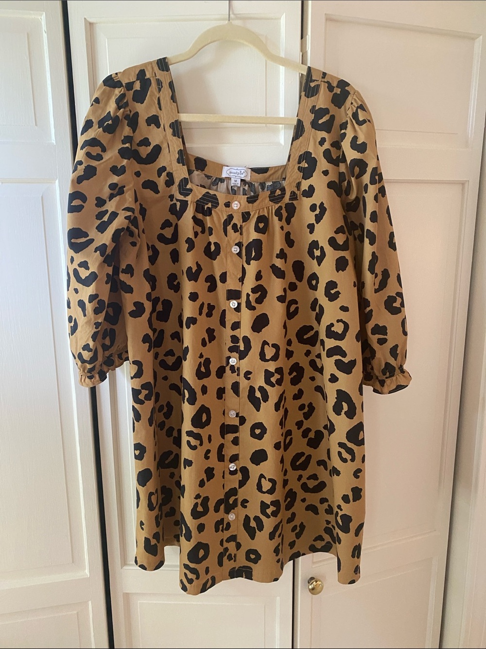 Mud Pie Leopard Print Dress in Tan and Black
